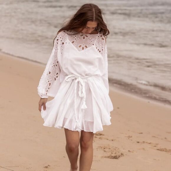 Free People X Mes Demoiselles Pachira belted Mini Dress Size 2 - Picture 7 of 11